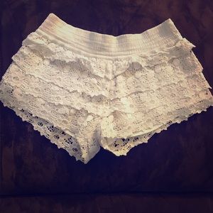 White ruffle shorts